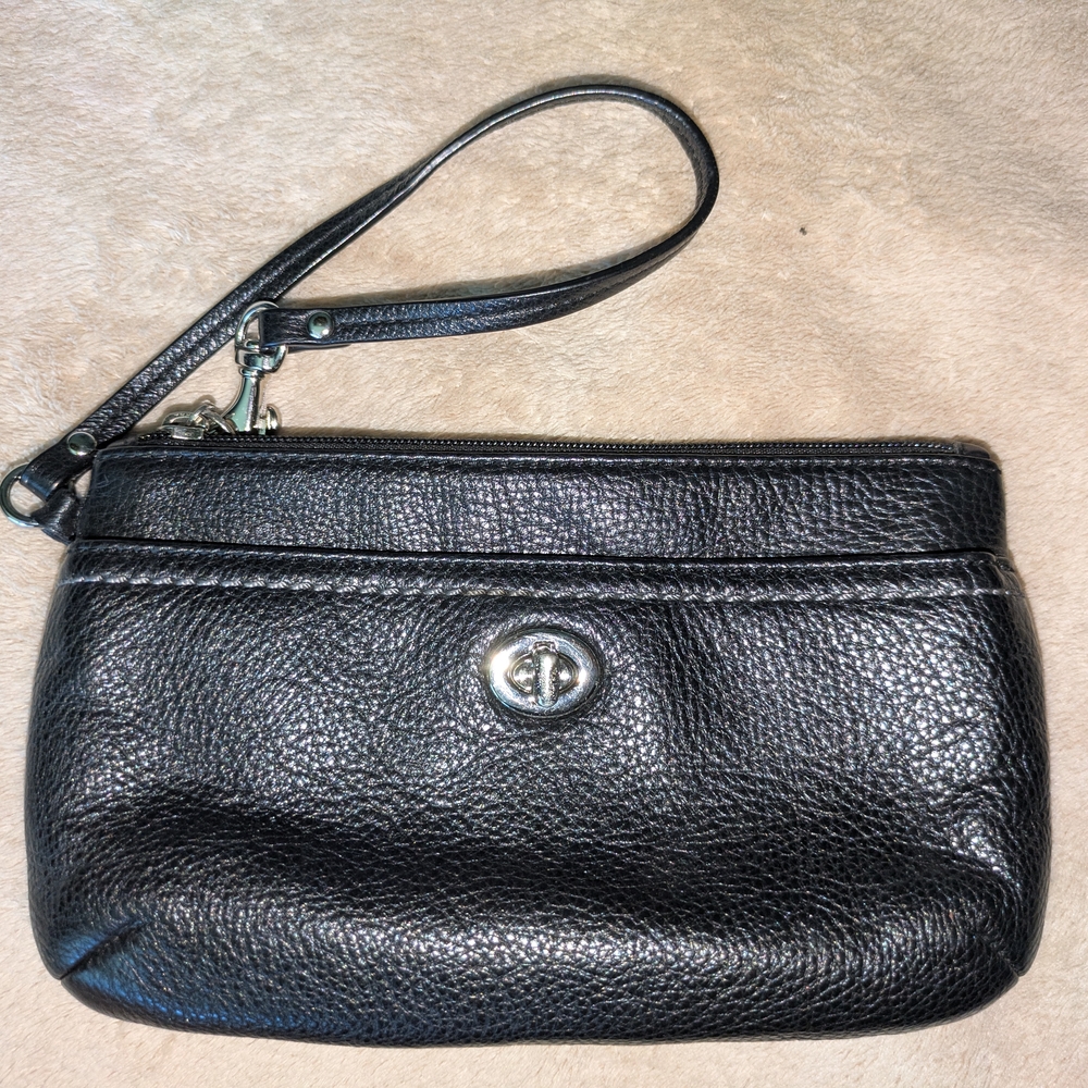 Coach Black Leather Wristlet